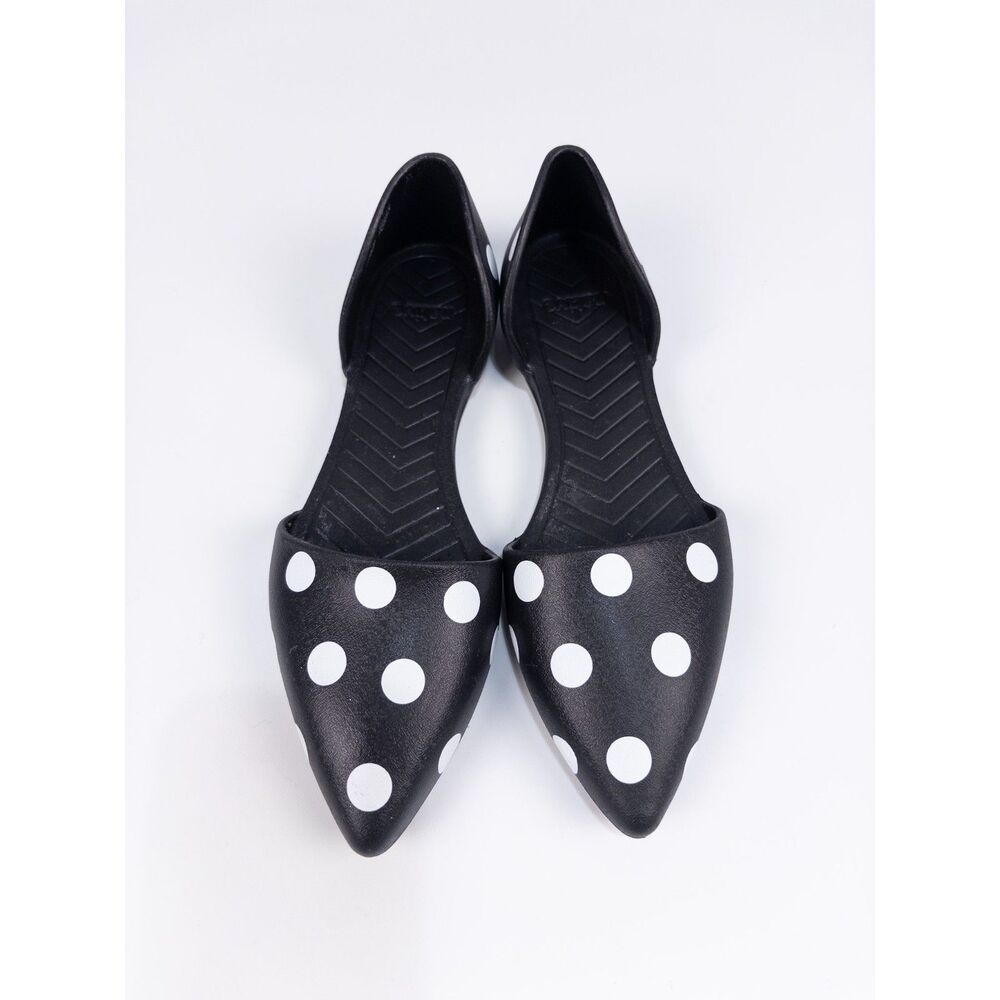 Native Audrey Womens 8 Black White Polka Dots EVA d'Orsay Flats Casual Shoe